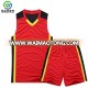 Factory price red with bright yellow accent unisex extra long  basketball uniform set